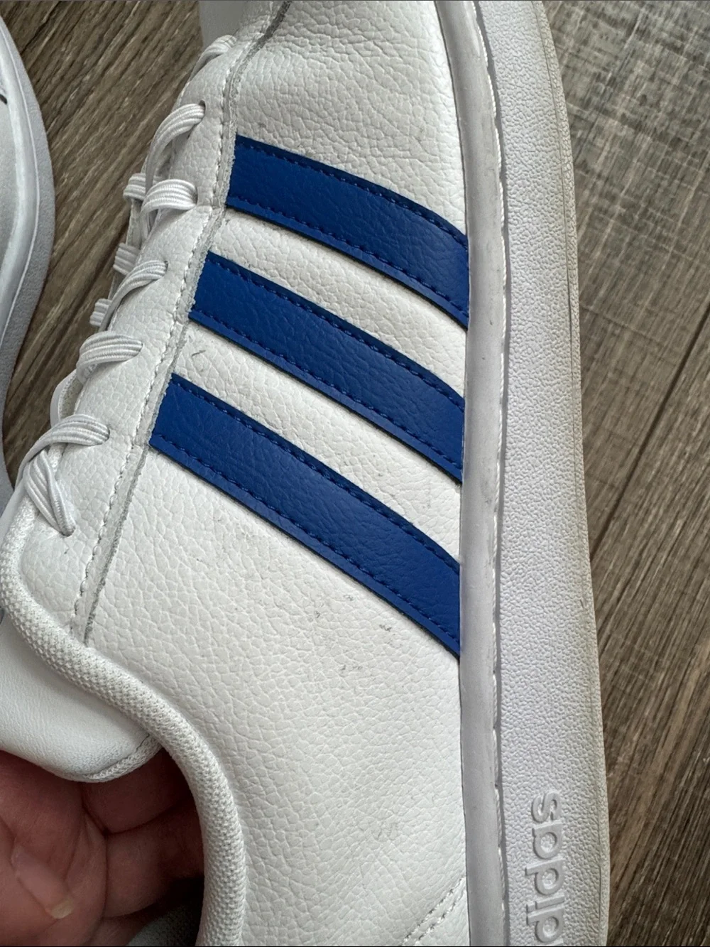 adidas White and Blue Men's Low-Top Sneakers